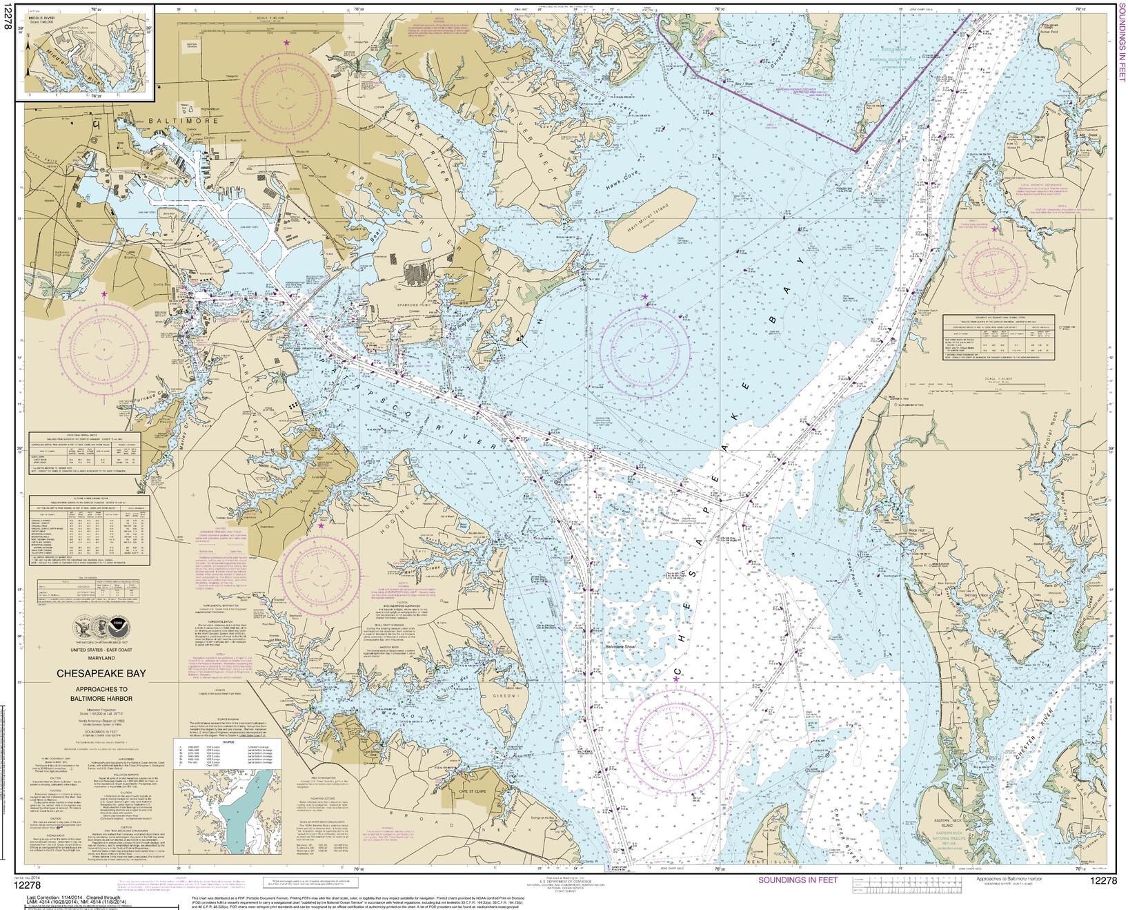 chesapeake bay approaches to baltimore harbor artiplaq nautical chart dimensions