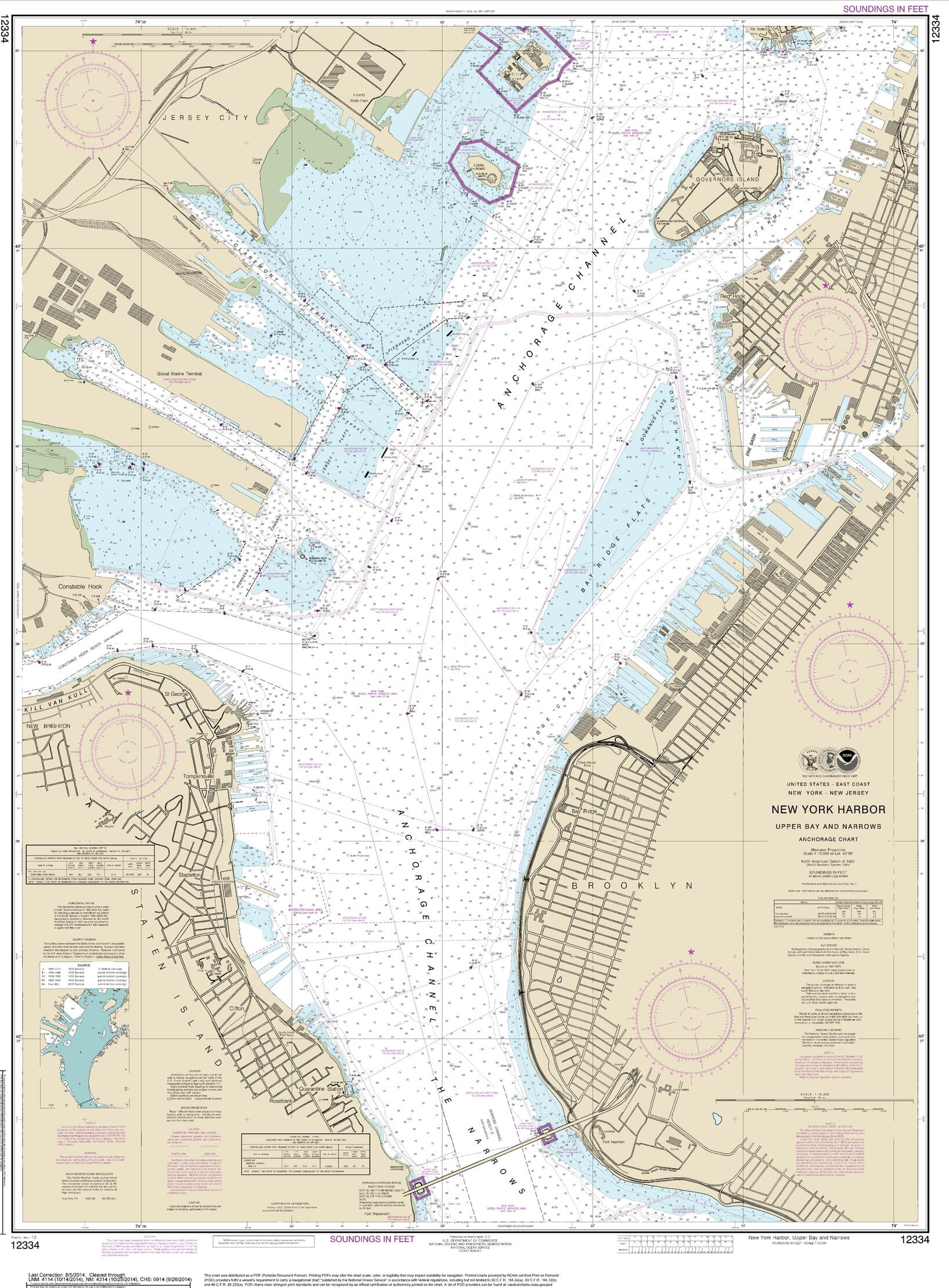 New York Harbor Upper Bay and Narrows Anchorage - 12334